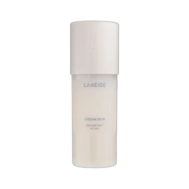 Laneige Cream Skin Cerapeptide Refiner transparent refillable bottle with milky toner