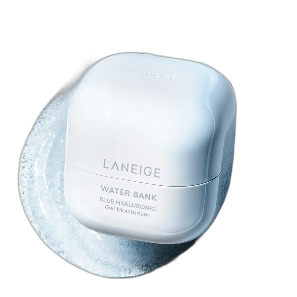 Laneige Water Bank Blue Hyaluronic Gel Moisturizer in a blue refillable jar
