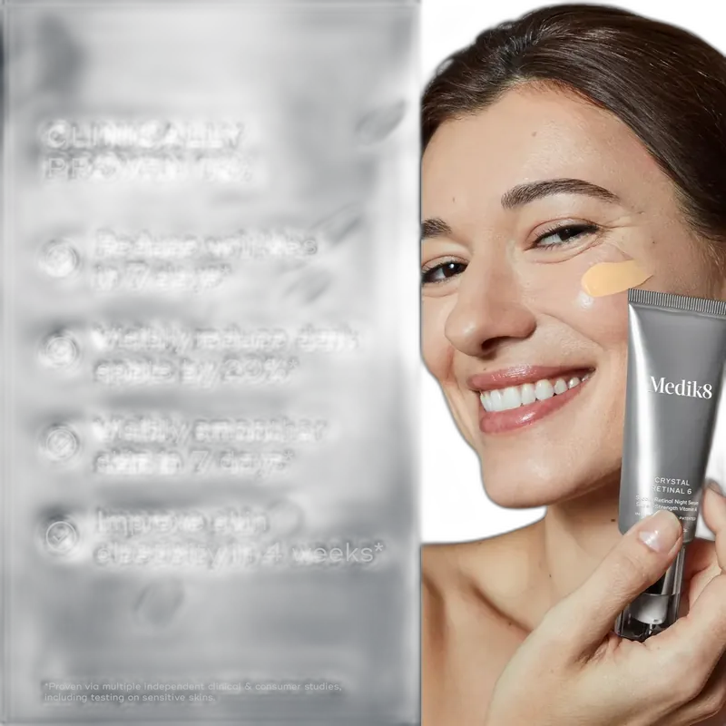 Medik8 Crystal Retinal 3 serum tube with clinical branding