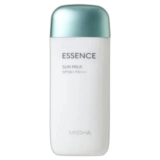 Missha All Around Safe Block Essence Sun Milk SPF 50+ white pump bottle Korean sunscreen