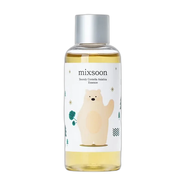 mixsoon Soondy Centella Asiatica Essence glass bottle with Soondy polar bear mascot