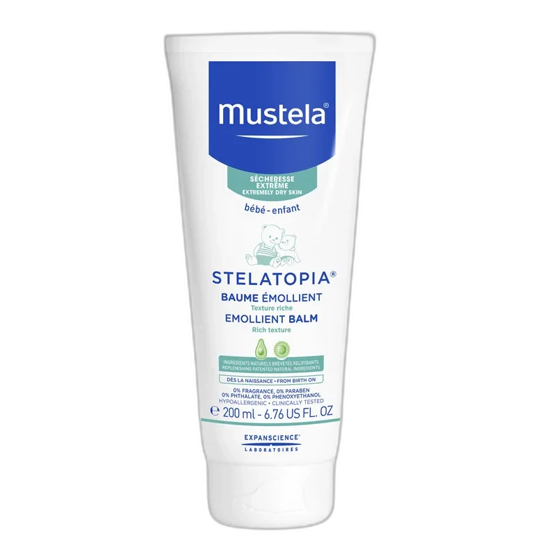 Mustela Stelatopia Emollient Cream tube, 6.76 fl oz, fragrance-free baby eczema cream with ceramides