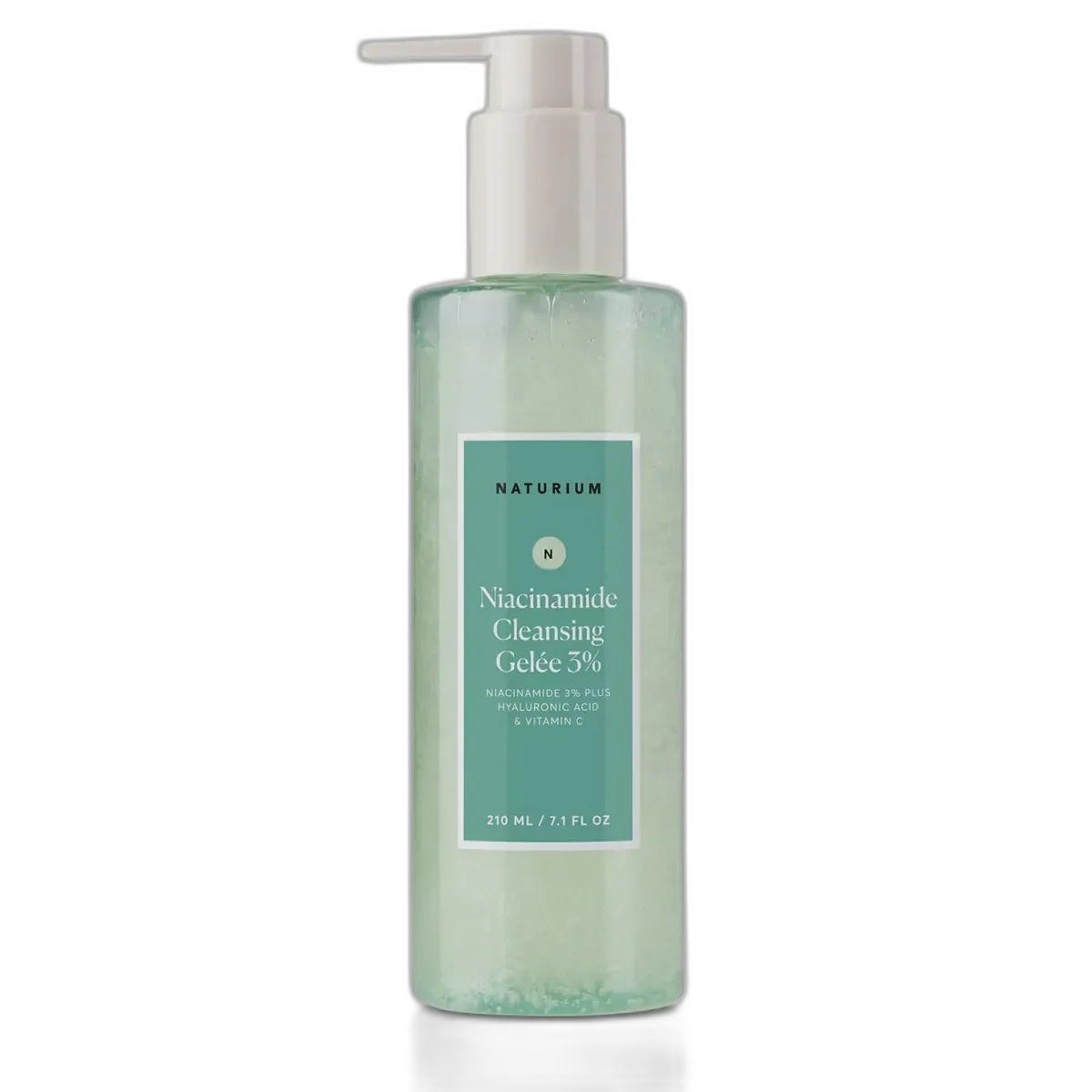 Naturium Niacinamide Cleansing Gelée 3% pump bottle with minimalist white and green packaging