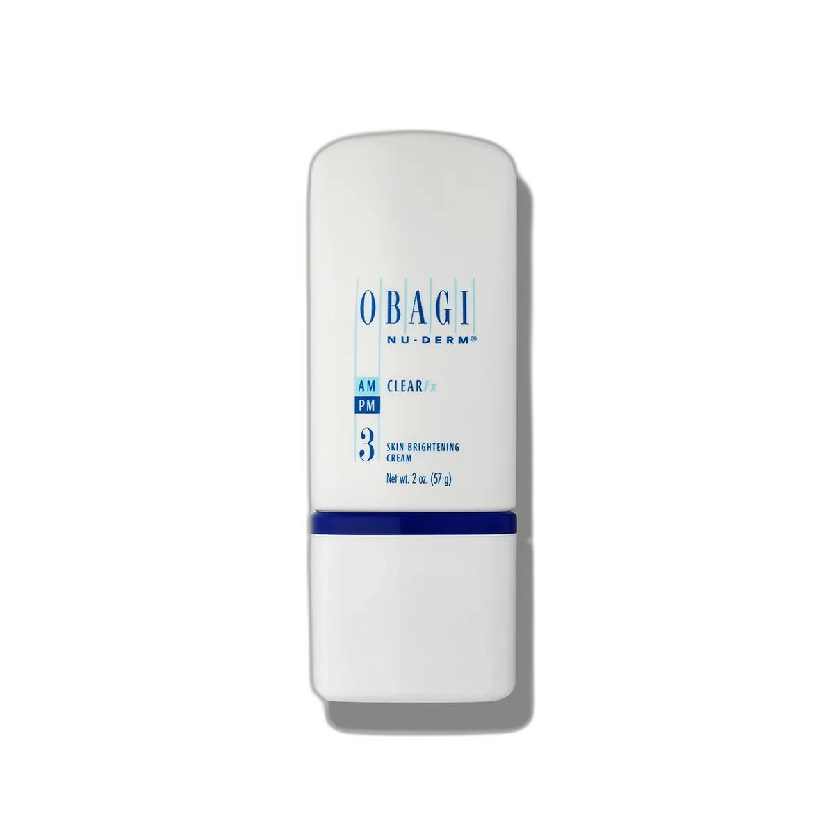 Obagi Nu-Derm Clear Fx skin brightening cream tube with blue and white Obagi branding