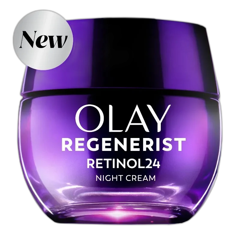 Olay Regenerist Retinol 24 Night Moisturizer in opaque purple jar