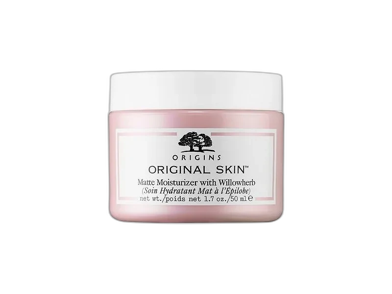 Origins Original Skin Matte Moisturizer with Willowherb in a glass jar with pale pink