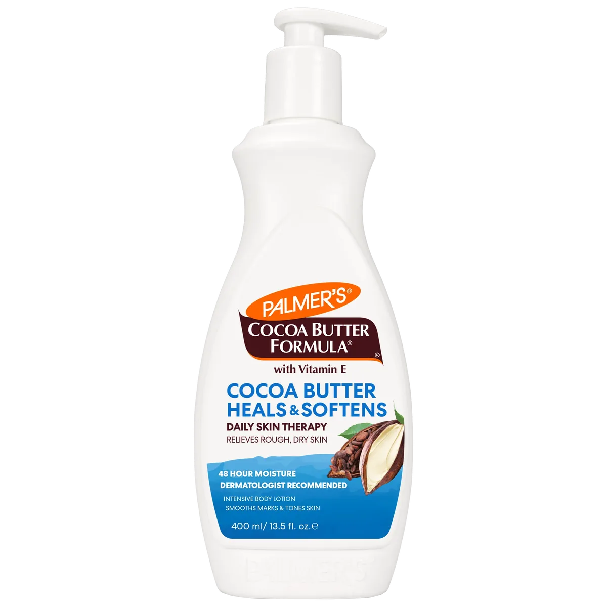 Palmer's Cocoa Butter Formula Daily Skin Therapy Body Lotion in a brown pump bottle with gold
