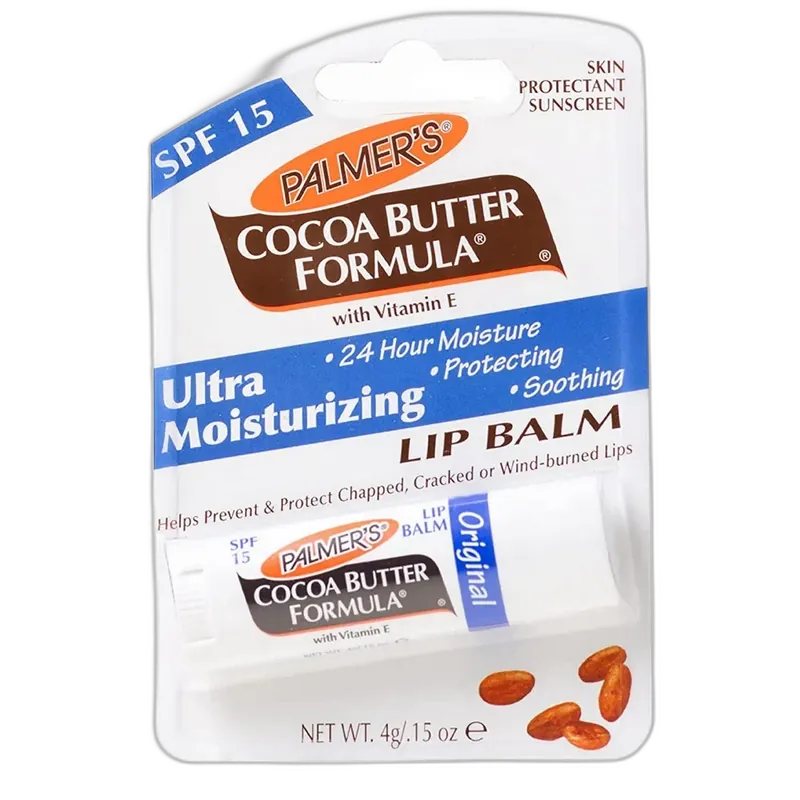 Palmer's Cocoa Butter Formula Moisturizing Lip Balm SPF 15 in a dark brown twist-up tube
