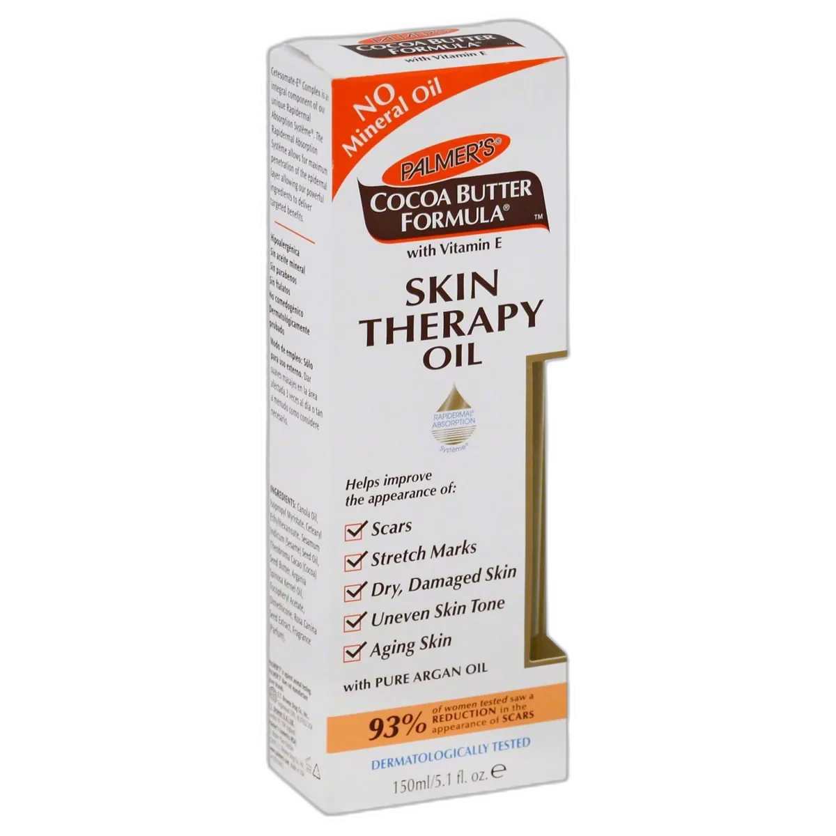 Palmer's Cocoa Butter Formula Skin Therapy Oil with pump dispenser in brown and gold bottle