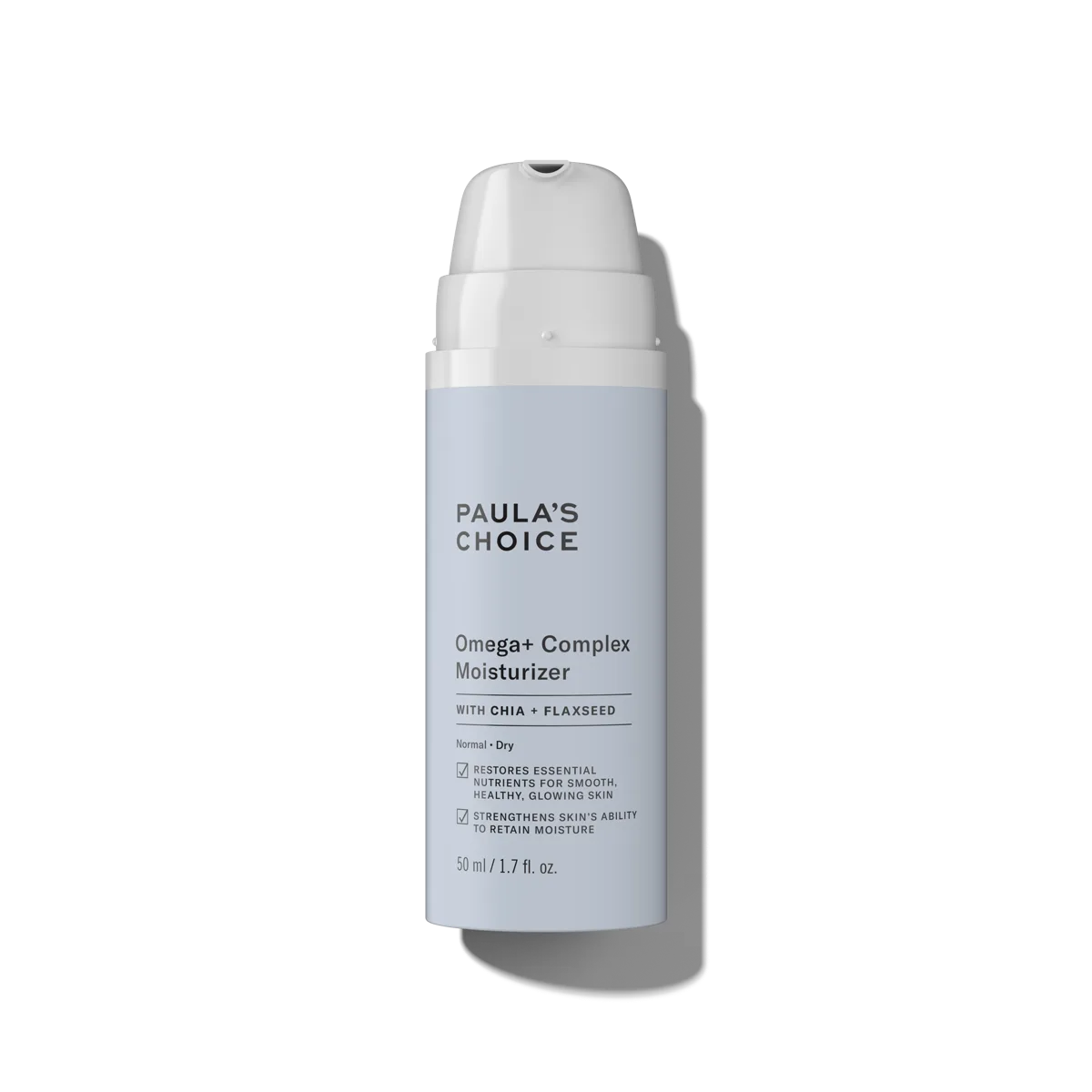 Paula's Choice Omega+ Complex Moisturizer jar with green and white packaging