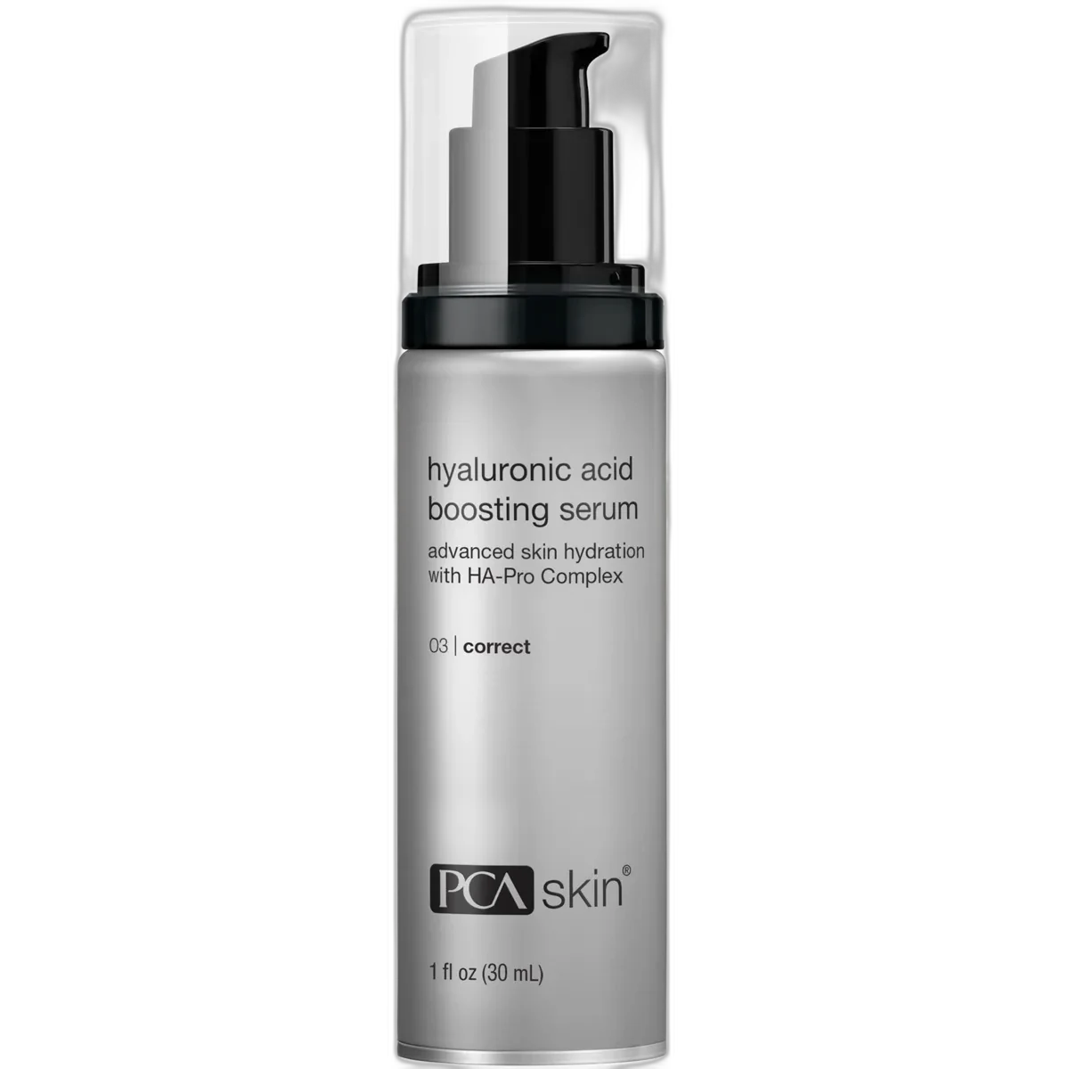 PCA Skin Hyaluronic Acid Boosting Serum in an airless pump bottle