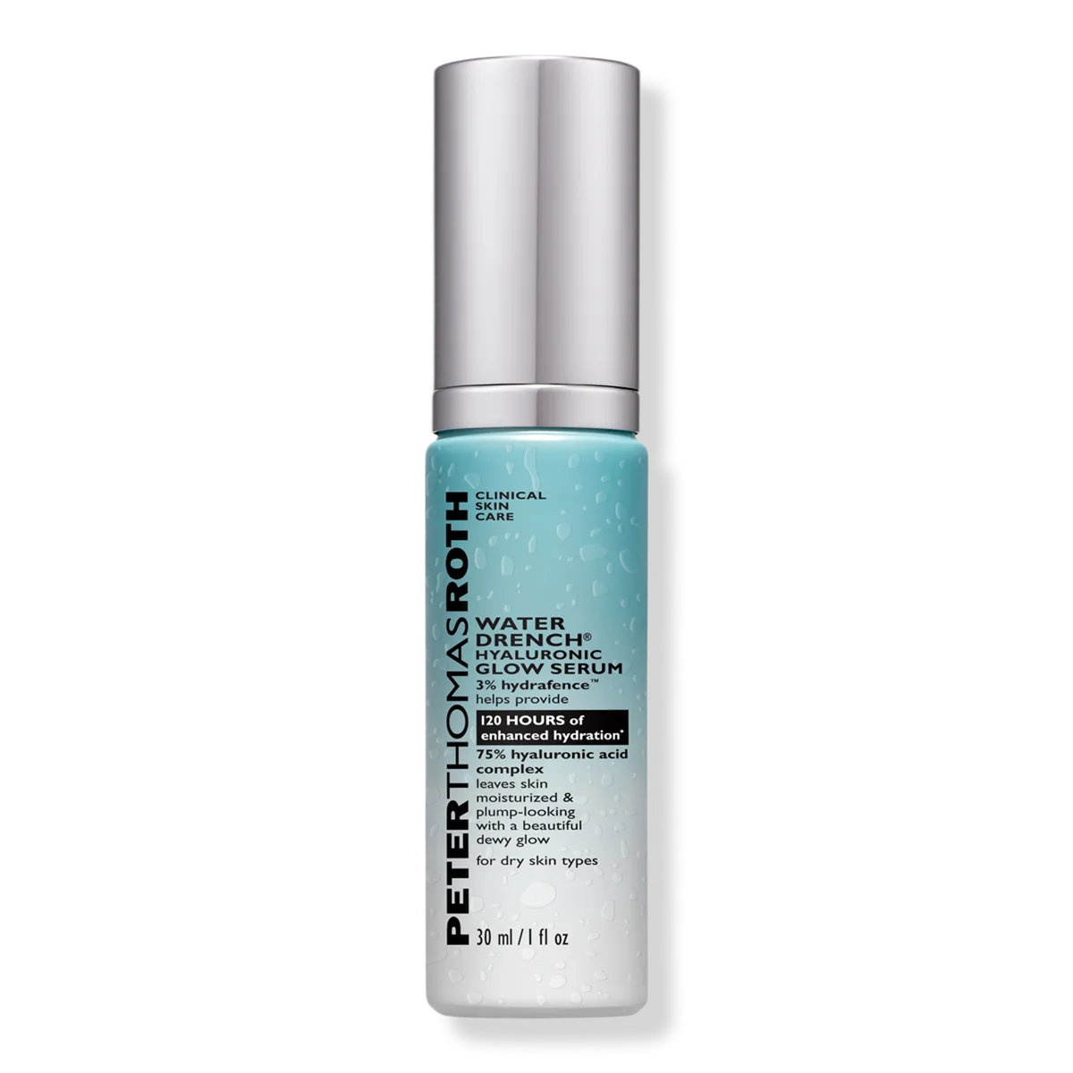 Peter Thomas Roth Water Drench Hyaluronic Cloud Serum clear bottle with pump dispenser