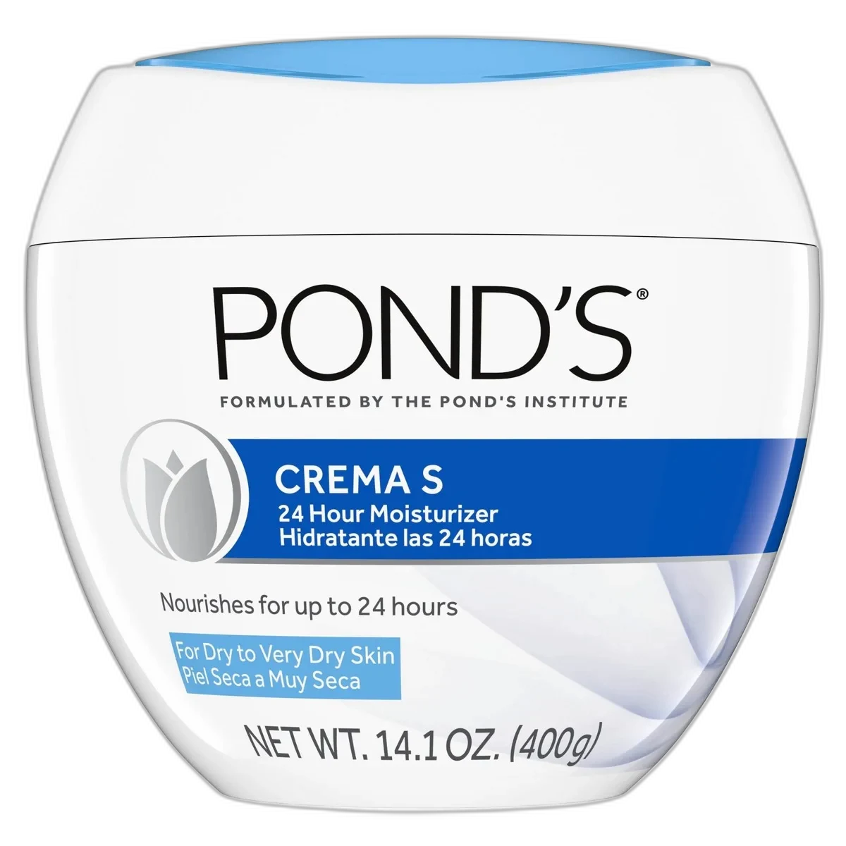 Pond's Crema S Nourishing Moisturizing Cream jar with green lid