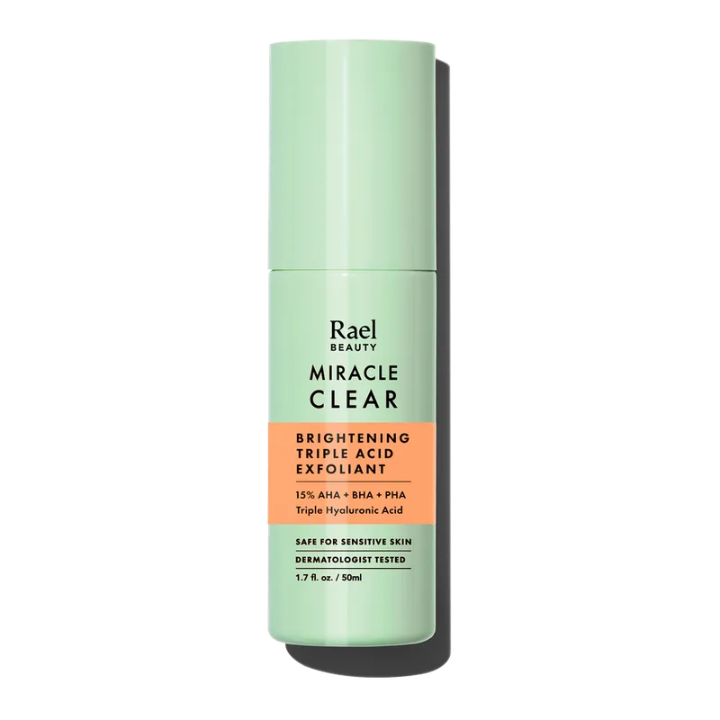 Rael Miracle Clear Brightening Triple Acid Exfoliant amber dropper bottle