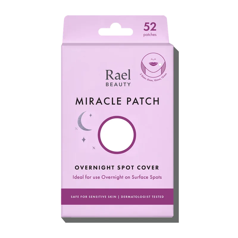 Rael Miracle Patch Overnight Spot Cover sleeve showing hydrocolloid patches optimized for sleep wear