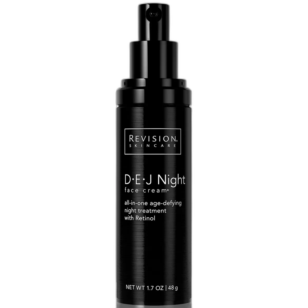 Revision Skincare DEJ Night Face Cream in dark airless pump bottle