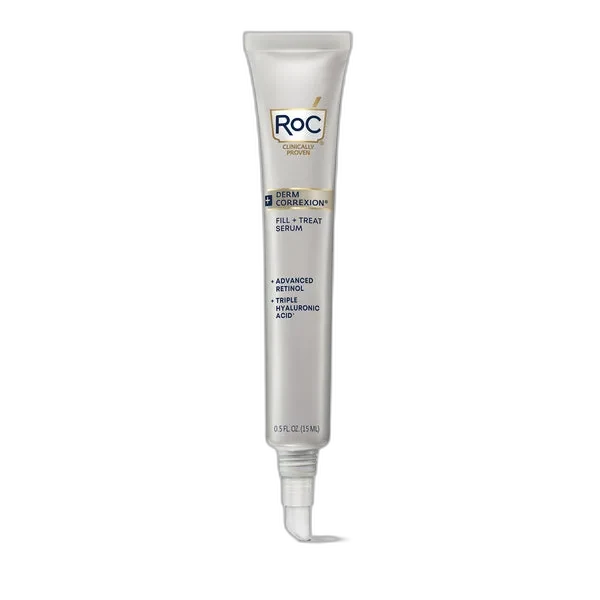 RoC Derm Correxion Fill + Treat Serum with retinol and hyaluronic acid in refillable pump bottle