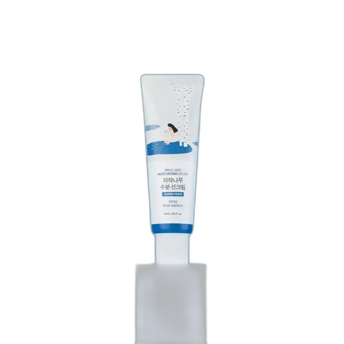 Round Lab Birch Juice Moisturizing Sun Cream SPF 50+ in a white plastic tube