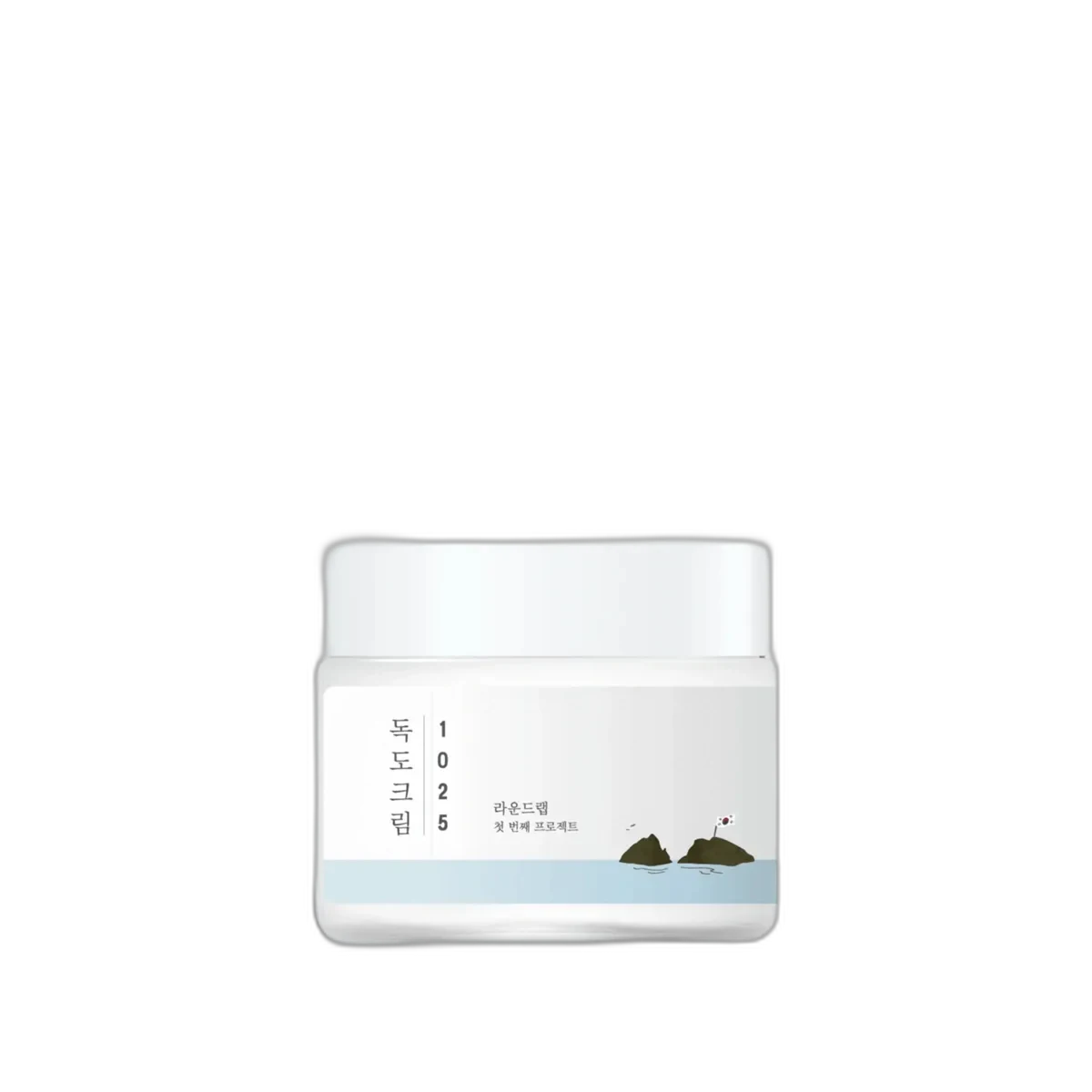 Round Lab Dokdo Cream in a white plastic jar with screw-on lid