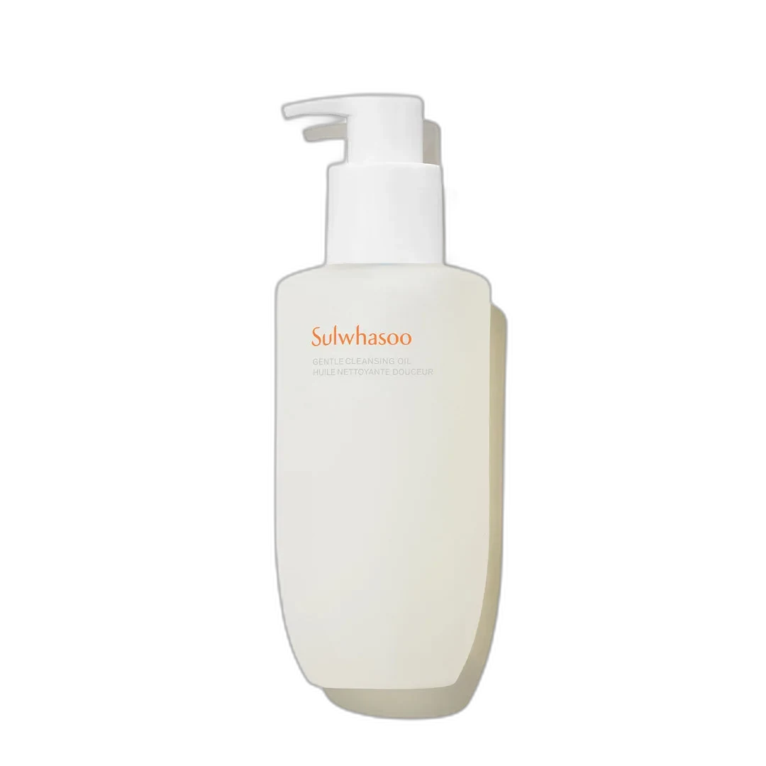Sulwhasoo Gentle Cleansing Oil in an amber glass bottle with pump dispenser