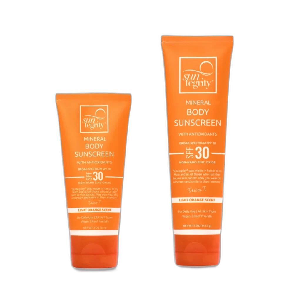 Suntegrity Natural Mineral Body Sunscreen SPF 30 5oz tube with teal clean beauty packaging