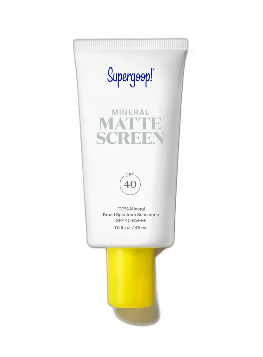 Supergoop! Mineral Mattescreen SPF 40 squeeze tube with matte cream sunscreen