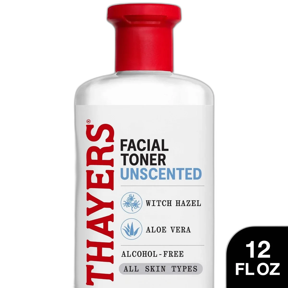 Thayers Unscented Facial Toner with Witch Hazel in 12 oz plastic bottle