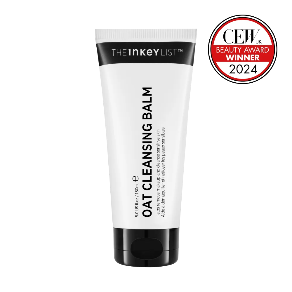 The INKEY List Oat Cleansing Balm in a white squeeze tube with minimalist branding