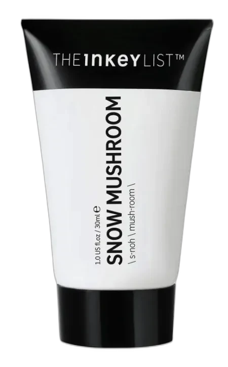 The INKEY List Snow Mushroom Moisturizer in a small white tube with minimalist branding