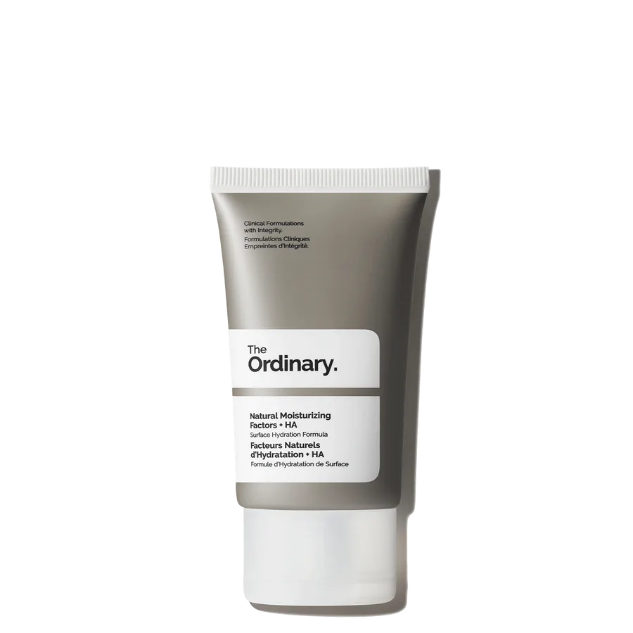 The Ordinary Natural Moisturizing Factors + HA moisturizer in white squeeze tube