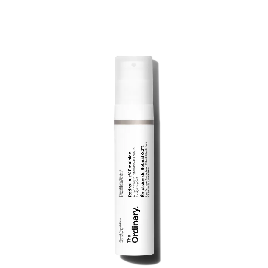 The Ordinary Retinal 0.2% Emulsion in a small frosted glass dropper bottle with white label