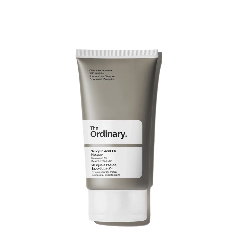 The Ordinary Salicylic Acid 2% Masque dark charcoal clay mask in tube packaging