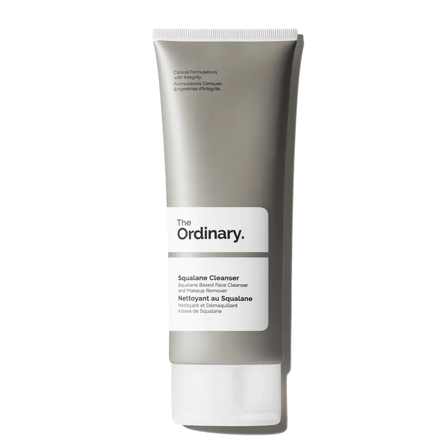 The Ordinary Squalane Cleanser in gray squeeze tube