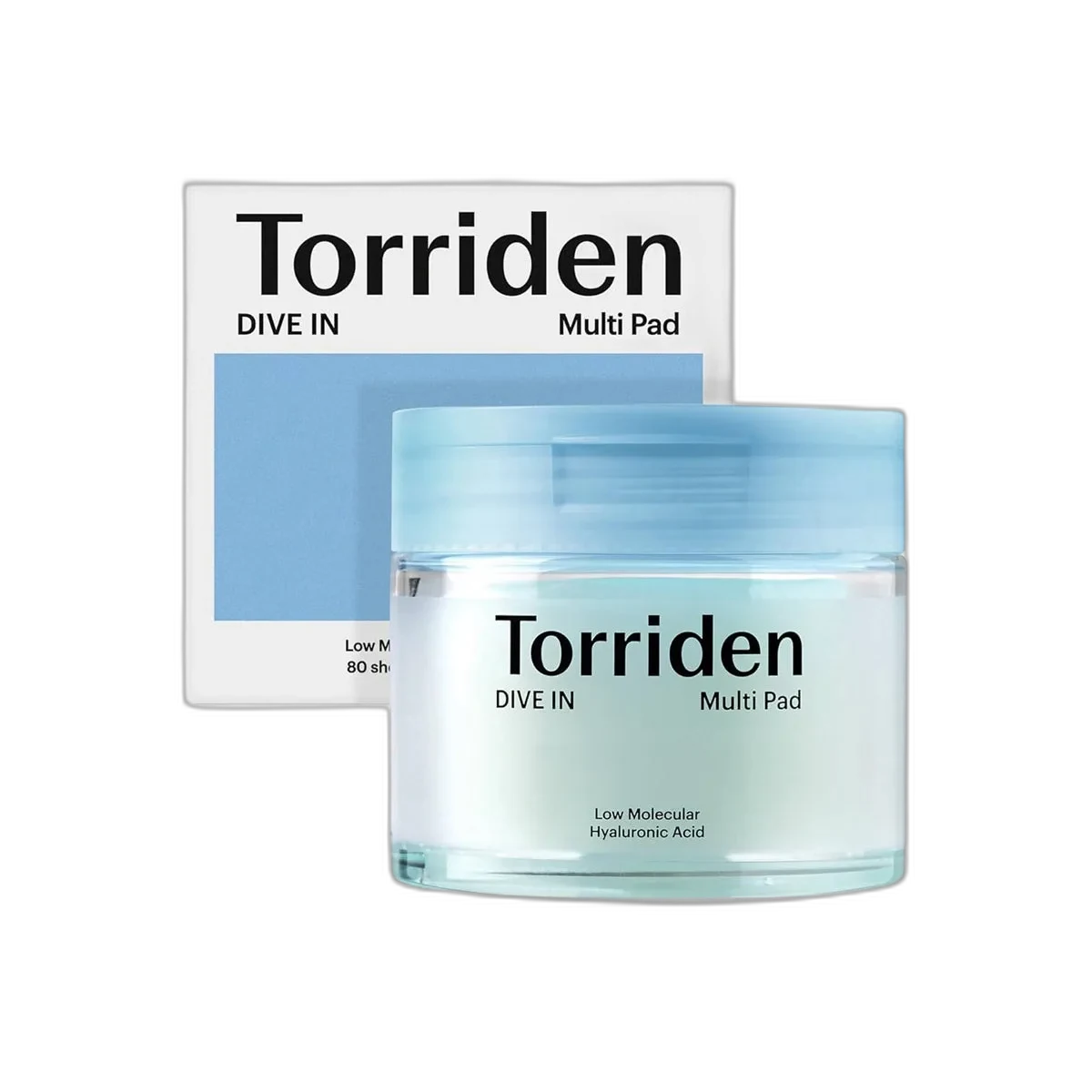 Torriden DIVE-IN Low Molecule Hyaluronic Acid Multi Pad jar with 80 pre-soaked toner pads
