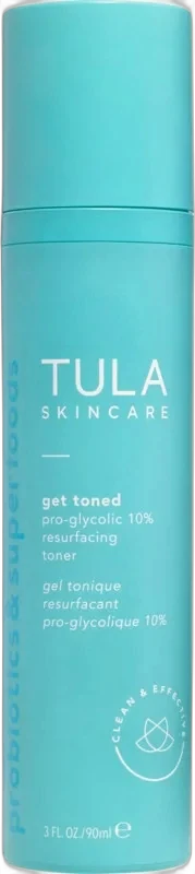 Tula Skincare Get Toned Pro-Glycolic 10% Resurfacing Toner pearl blue bottle