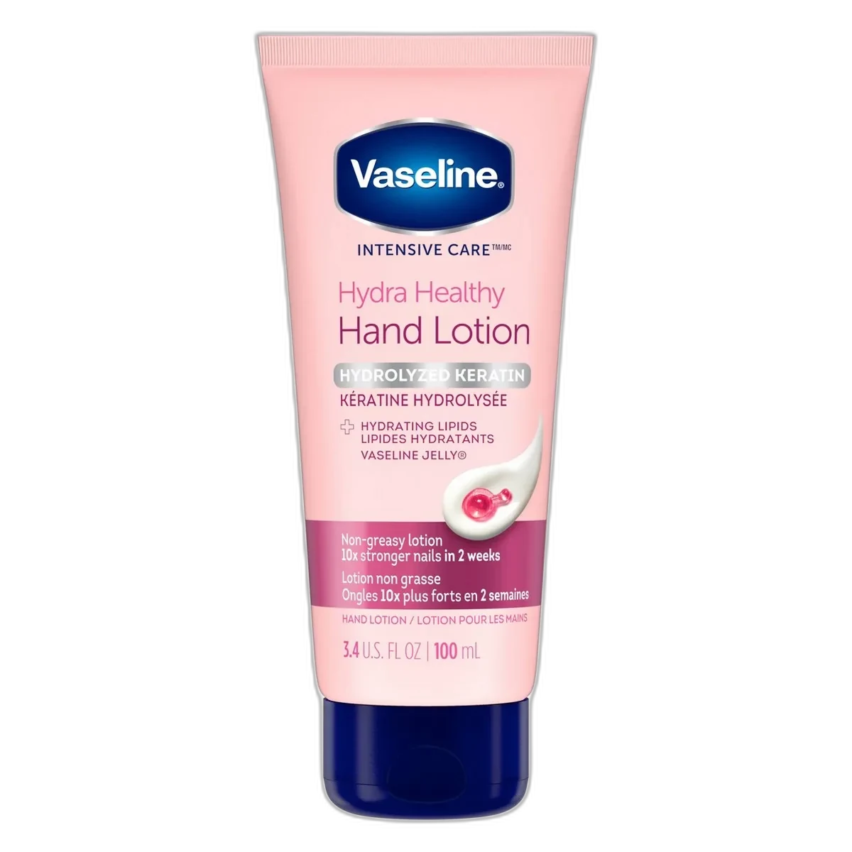 Vaseline Healthy Hands Stronger Nails Hand Cream 3.4 oz white squeeze tube