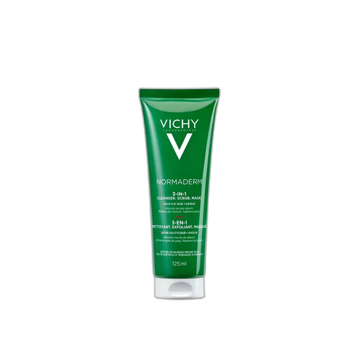 Vichy Normaderm 3-in-1 Cleanser + Scrub + Mask green squeeze tube 125 mL