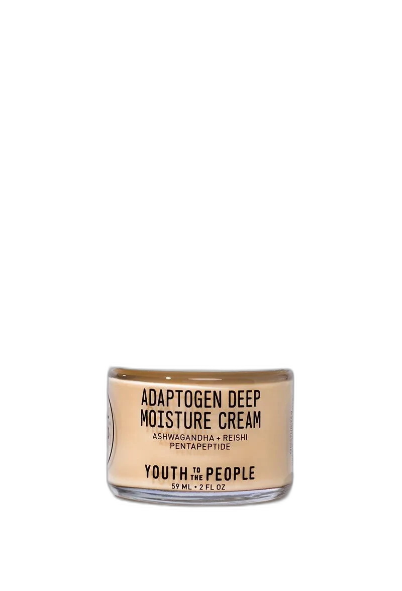 Youth to the People Adaptogen Deep Moisture Cream in amber glass jar with rhodiola